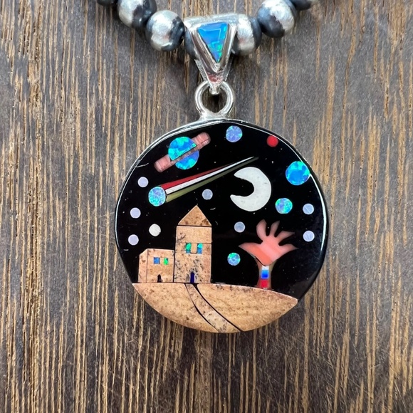 Native American Jewelry - Native American Galaxy Inlay Pendant - Desert Home